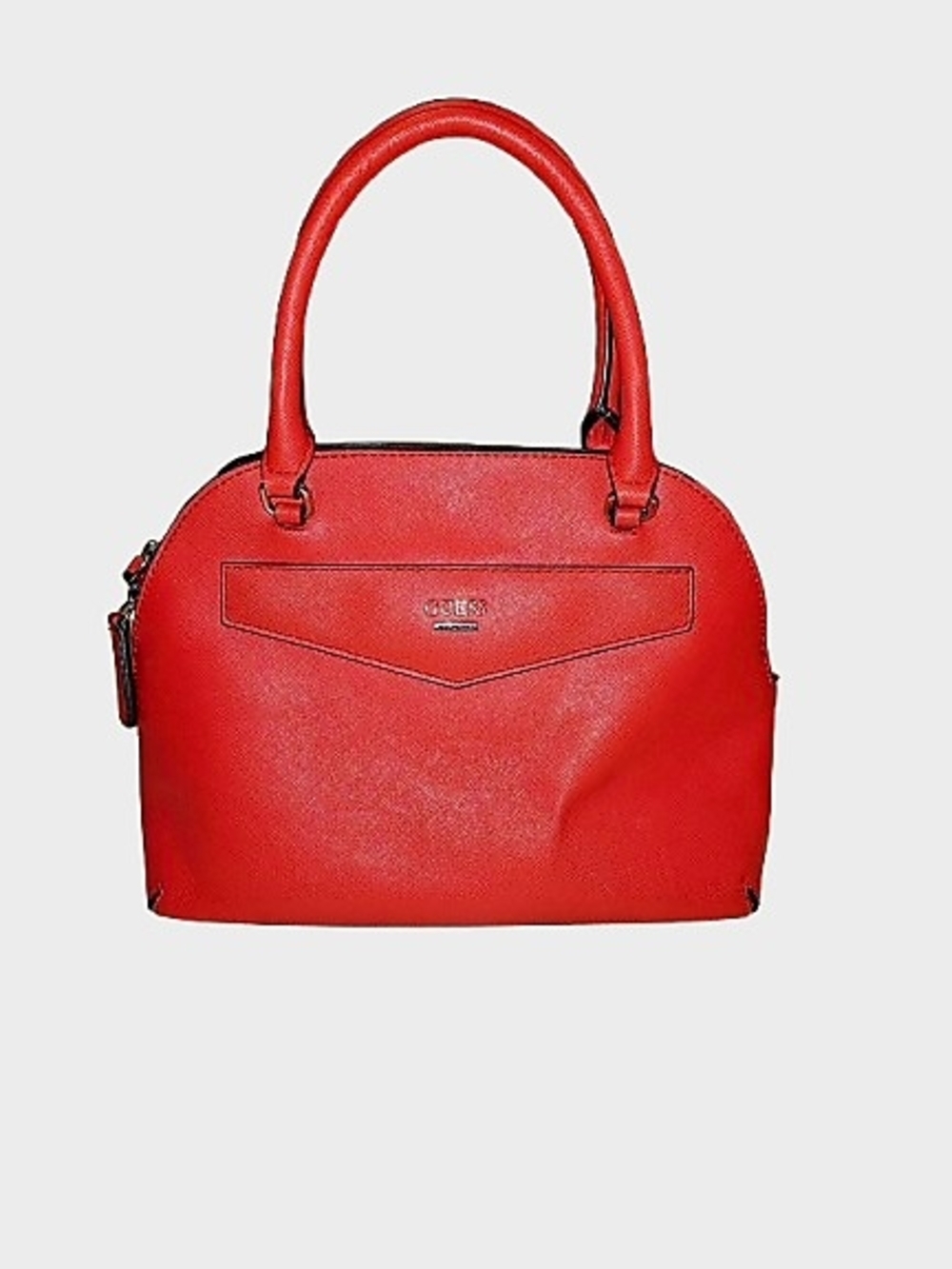 GUESS Red Saffiano Dome Satchel Crossbody Top Handle Purse Structured Bag